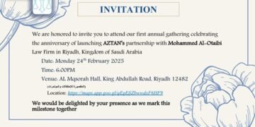 Celebrating the Anniversary of AZTAN’s Partnership with Mohammed Al-Otaibi Law Firm in Riyadh, Kingdom of Saudi Arabia.